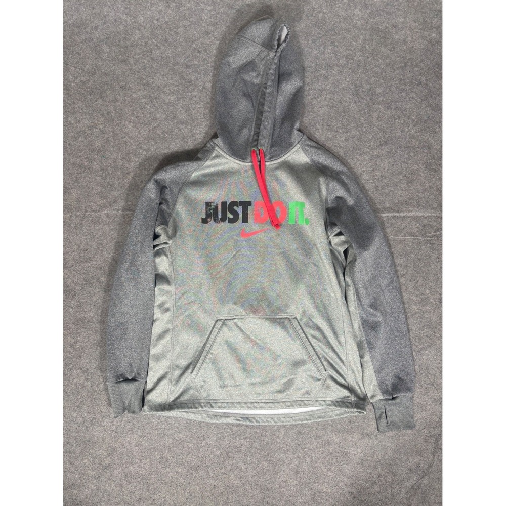 Nike Therma-FIT Hoodie Mens Medium Gray Just Do It Pullover Sweatshirt